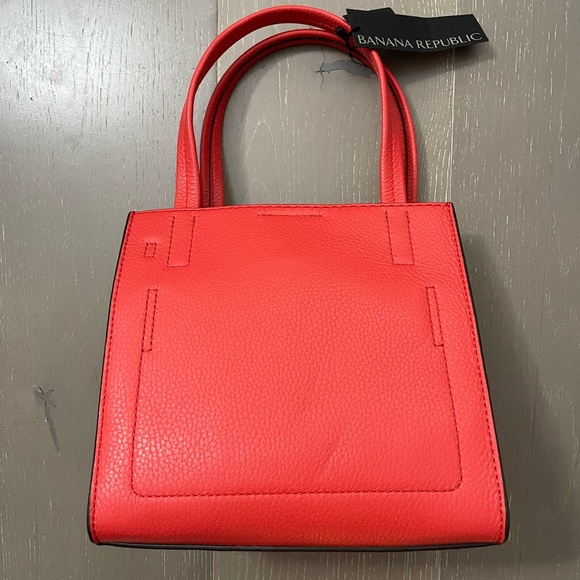 NWT* BANANA REPUBLIC Red Leather Mini Tote Bag - Picture 2 of 7